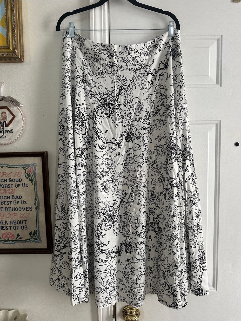 Soft surroundings Black and White Abstract Maxi Skirt sz L